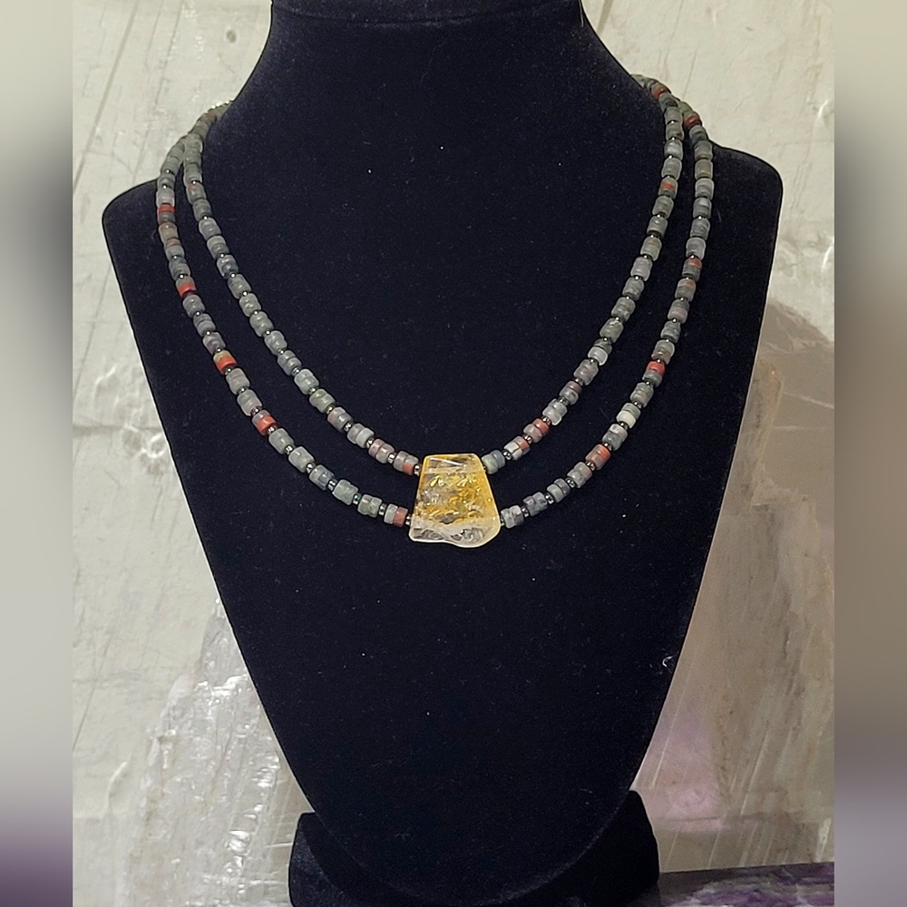 Bloodstone And Citrine Necklace